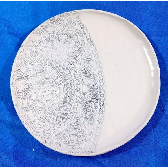 4 Angelina's Lace 9" Plates  Artimino Pottery Earthenware Luncheon Salad Dessert - Picture 6 of 10